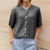 Button Up Short Sleeve Cardigan-Outfit