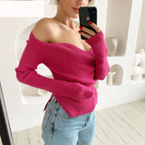 Fongt New Autumn And Winter Elastic Open Shoulder Base Knit-Outfit