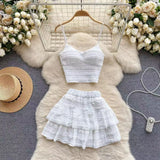 Fongt White Sling With Breast-Wear Vest Body Bm Half-Dress Skirt Set With Short Top Bottom Shirt Summer