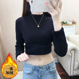 Ear One Velvet Turtleneck Sweater Slim Women's Sweater Autumn And Winter Soft Waxy Bottom Jacket Inside-Outfit