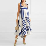 TWOTWINSTYLE Striped Spaghetti Strap Dress 2022 Summer Clothes For Women Streetwear Boho Sleeveless A Line Elegant Long