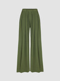 Casual Stretch Elastic Waist Wide Leg
