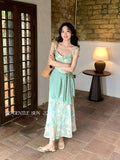 Fongt Xixi 13 Line 2025 Summer New Elegant Temperament Printing Pure Desire High-Waisted Sling Dress 88355