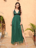 Station Sexy New Forked Design Sequins Sling Net Dress Long Dress-Outfit