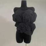 Sexy Small Vest 2025 Spring New Solid Color Three-Dimensional Flower Splicing Design