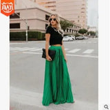 Fongt 2024 New Large-Size High-Waisted Half-Dress Women's Large Swing Skirt Wrinkles Long