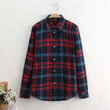 Tops And Blouses Casual Button Down Blouses Plaid Shirt Long Sleeve Female Print Cotton Tops Lady
