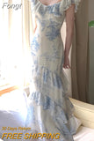 Dress Women Elegant Summer 2023 New Fashion Evening Party Lady Slim Vestidos Female Printing Korean Clothes Ruffle