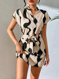 Fongt Women's Clothing 2025 Spring New Strapped Print V-Neck