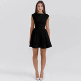 Short Sleeve Backless Mini Dress-Outfit