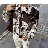 Fongt Women's Explosive Collar Print Shirt Jacket Jacket Casual