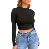 Fongt Women's New Solid Color Base Versatile Multi-Color Long Sleeve Slim Base-Outfit
