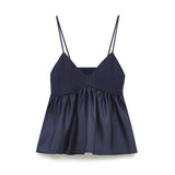Early Spring, The New Stitching Knitted Solid Color Stretch Strap Top 2142143-Outfit