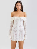 Lace Long Sleeve Off-shoulder Dress-Outfit