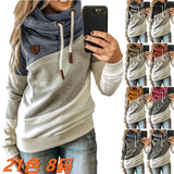 Splicing Stitching Hooded Fleece Loose