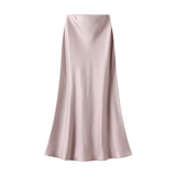 Fongt Lustrous Silky Silky Dress Half-Dress Women's Summer Long Fishtail Skirt High-Waisted Thin-Butt Skirt9902