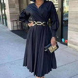Fongt 2025 New African Women's Dress Temperament 100-Folded Black Collar Mid-Long