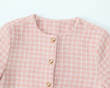 Pink Plaid Tweed Jacket And Shorts Set-Outfit