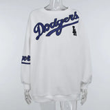 Sweatshirts Long Sleeve Cotton Round Neck White Letter Printing Loose Top Autumn Fashion Basic Oversized Harajuku