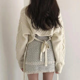 Casual Fall Winter Sweaters Loose V-neck Lace up Knitted Pullover Sweater Women Top 2020