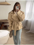 Fongt Pure Color Belt Short Jacket 2025 Spring And Autumn New Jacket