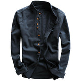 Fongt 2025 New Men's Casual Linen Shirt Gentlemen's Wind Collar Wish Cotton T-Shirt