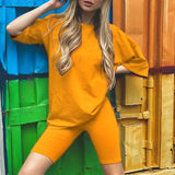 Two-piece Set With Belt Solid Color