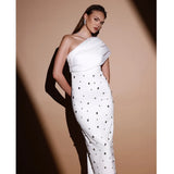 2024 Explosion Dress Sexy Slanted Shoulder Spike Diamond Long Cash Back Skinny Adult