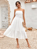 Fongt Spring / Summer 2024 New Women's Casual Solid Color Chest Closed Waist Dress Women-Outfit