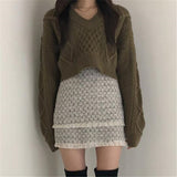 New 2021 Women's Autumn Winter Sweaters Pullovers Lace Up Bow Solid Minimalist Cute Elegant Casual Short Tops