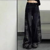 Fongt Mm Large Street Hottie Bow Trumpet Micro-Tight Jeans Girl Retro Hollow Horn Long Pants