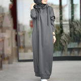 Muslim Autumn Solid Color Plush Cloth Hooded