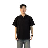 Fongt Short-Sleeved Men Polo Shirt Handsome Summer Hip Men's Shoulder Shirt Collar T-Shirt Niche Cotton Five-Sleeve