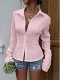 Fongt Button Cuffs With Long-Sleeved Lace-Up Shirt