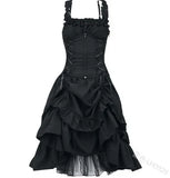 Fongt Lolita COS Gothic Slimming Irregular Design Strap Corset Dress