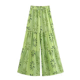 Fongt Trend-Print Collar Sleeveless Collar With Waistcoat Lady Casual Street Trousers Set