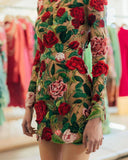 Fongt Fashion Half-High-Necked Lace Embroidered Sexy Buffet Dress Dress