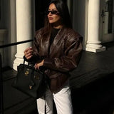 Fongt Women's Explosive Retro Casual Leather Jacket Jacket - High Quality Soft