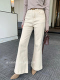 Fongt Xixi 13 Line 2025 Autumn White Standard Korean Version Of The Denim High-Waisted Straight-Legged Trousers 5038