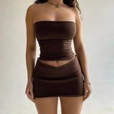 Tube Top And Bodycon Mini Skirt Set-Outfit