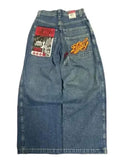 Men's Jeans Y2K Bag Vintage High-Quality Pattern Hip-Hop Street Leisure Men Harajuku Wide Legs-Outfit