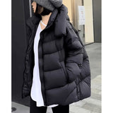 European Goods Hooded Puff Turtle Back Short Hooded Down Jacket Women's New Winter Loose Show Thin Bread Coat-Outfit