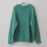 Colors Pink Women Sweater Womens Winter Sweaters Pullover Female Knitting Overszie Long Sleeve Loose Knitted Outerwear White-Outfit