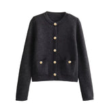 Spring Button Button Knitted Cardigan Jacket Xiaoxiang Style Women's Sweater 6427034-Outfit