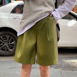 Buttons S-3XL Fashion PU Leather Shorts Women's Autumn Winter New 2019 Loose Five Points Leather Trouser Plus Size