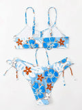 Wave Floral Print Bikini Set-Outfit
