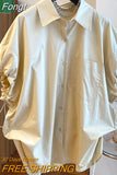 style Summer Fashion Puff Sleeve Women Blouses Single Breasted Turn-down Collar New Shirt