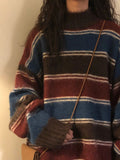Vintage Striped Crew Neck Pullover Sweater-Outfit