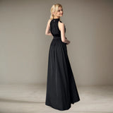 Fongt Temperament Noble Black Dress Light Luxury Sleeveless Famous Dating Long Dress Birthday Dress