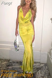 Sexy Y2K Clothes Tie Dye Print Sleeveless Lace Up Backless Halter Bodycon Maxi Dresses Women Club Party Elegant